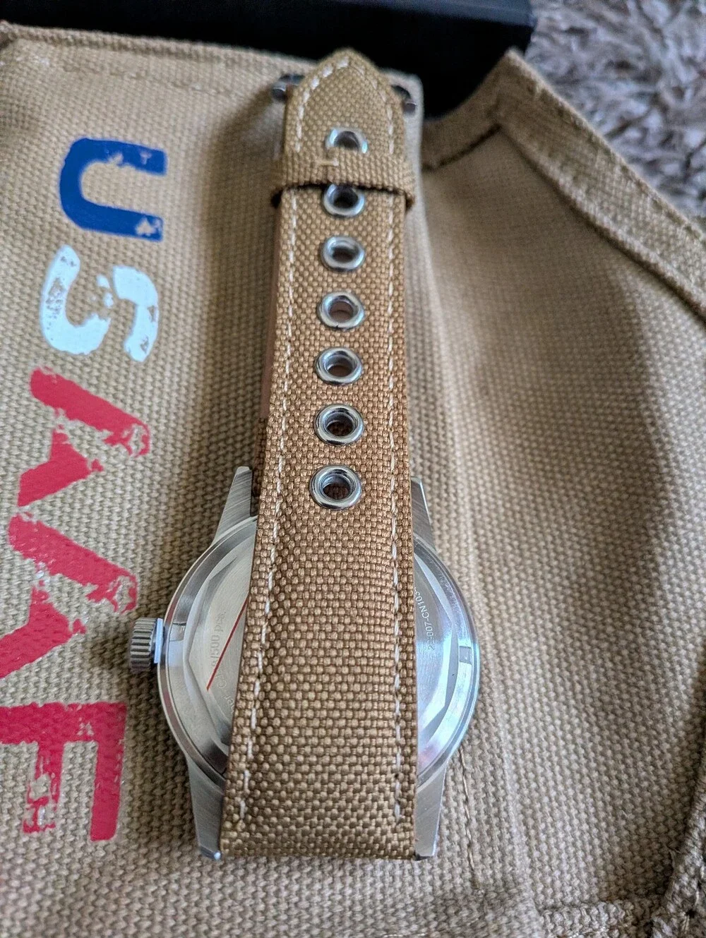 Wartime WW2 USAAF Swiss-Quartz Movement Canvas Strap 42MM Watch NEW
